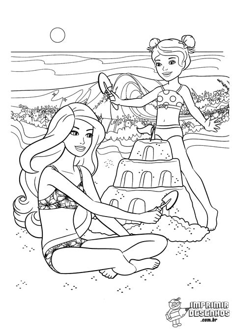 Barbie irmãs na praia para colorir Imprimir Desenhos