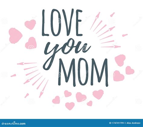 Love You Mom Banner Logo Label And Poster Design Of Calligraphy And Font Greeting Wedding
