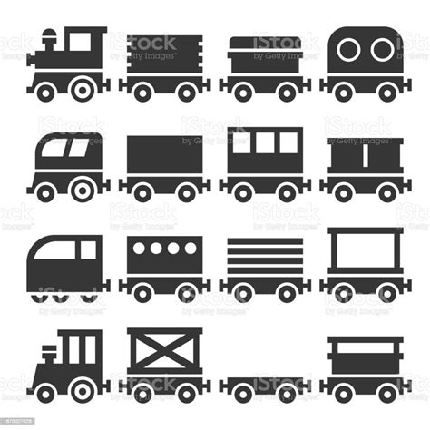 Train Icons Set Stock Illustration Download Image Now Railroad Car