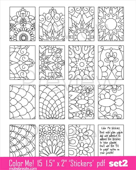 Coloring Page Planner Stickers Set 2 Make Breaks