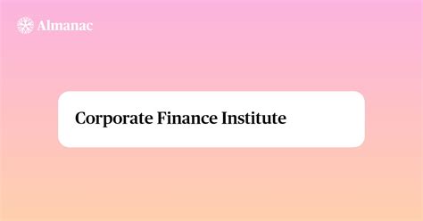 Corporate Finance Institute