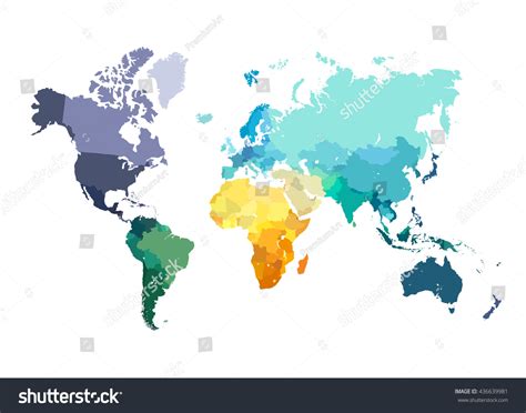 Color World Map Vector Illustration Empty Stock Vector