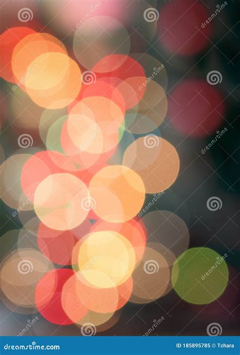 Abstract Bokeh Christmas Tree Color Lights With Soft Dark Background