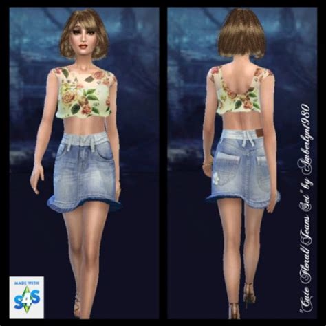 Cute Floral Jeans Outfit At Amberlyn Designs Sims 4 Updates