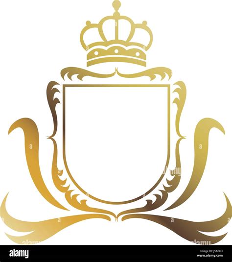 Golden Shield Crown Heraldic Luxury Frame Decoration Emblem Ornament
