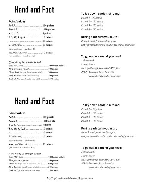 Hand Knee And Foot Card Game Rules And Scoring Artofit