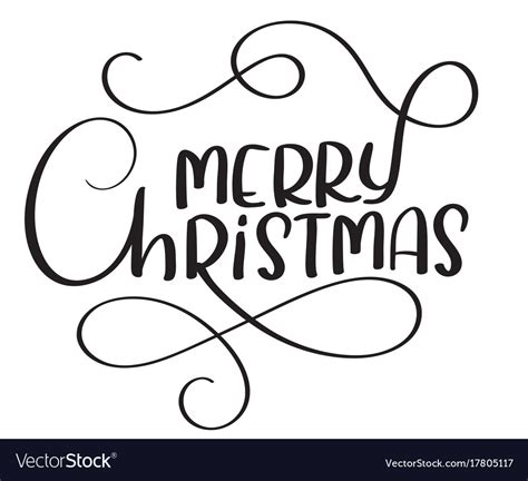Merry Christmas Calligraphy Text On White Vector Image