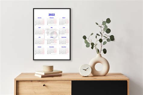 Plakat Angielski Kalendarz 2022 Na Wymiar • Wektor Kalendarz Kolor
