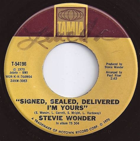 Signed Sealed Delivered Im Yours Stevie Wonder Just The Best
