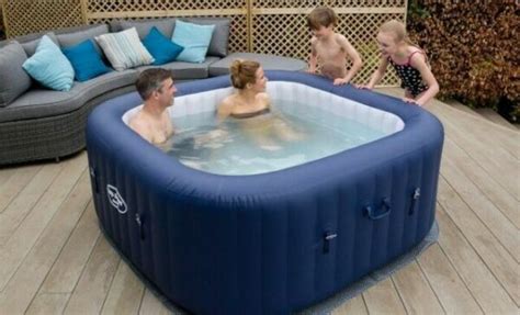Lay Z Spa Hawaii Airjet Square Inflatable Hot Tub To Person Blue For Sale Online Ebay