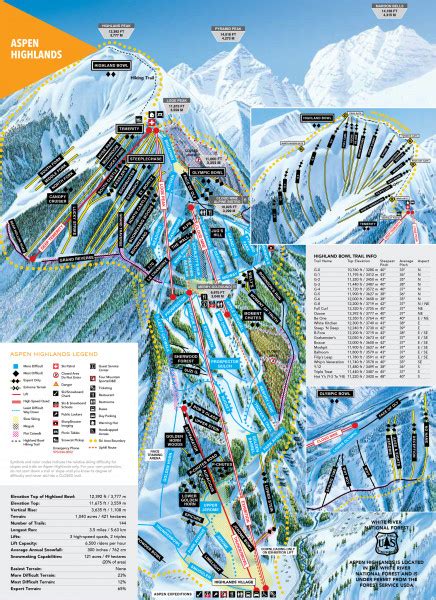 Aspen Highlands Trail Map • Piste Map • Panoramic Mountain Map
