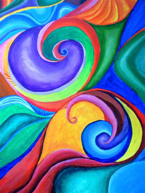 Unique Colourful Spiralling Abstract Painting Digital Etsy Colorful