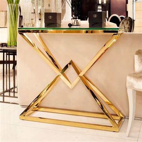 Exclusive Console Contemporary Gold Glass Console Table
