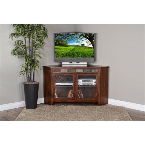 Sunny Designs Santa Fe 2 55 Corner Tv Stand With Glass Doors And Slate