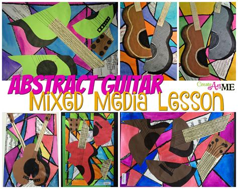 Abstract Art Guitar Or Music Instrument Mixed Media Lesson