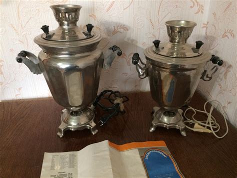 Electric Russian Samovar Vintage Nickel Plated Brass Samovar Etsy