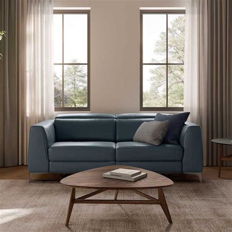 Orgoglio Two Seater And A Half Sofa With Relax Function Blue Leather