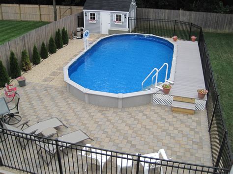 15x30 Sharkline Semi Inground Pool With Deck And Pavers Brothers 3