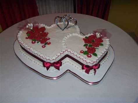 Amzing two heart shape cake design heart shape red colour flowers ideas is video ko jaroor dekhein like share comments. Double Heart Wedding Cake - CakeCentral.com