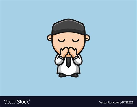 Cute Muslim Baby Praying Template Design Vector Image