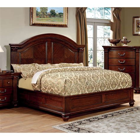 Furniture Of America Tamp Traditional Cherry Solid Wood Panel Bed Walmart Com Walmart Com