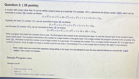 Solved A Number With A Base Other Than 10 Can Be Witten Chegg Com