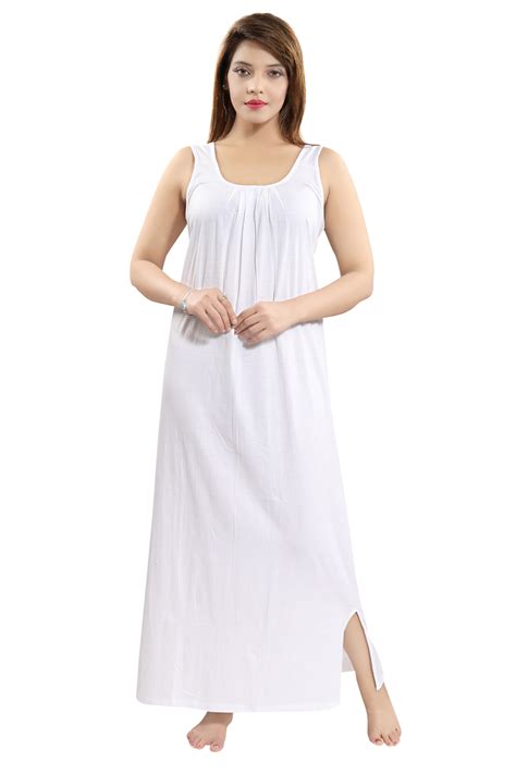 Buy Be You White Cotton Women Slip Gown Night Gown Online ₹469 From Shopclues