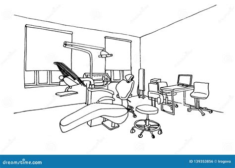 Graphic Sketch Dentist Office Clinic Stock Illustration Illustration