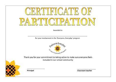 Printable Participation Certificate Templates At