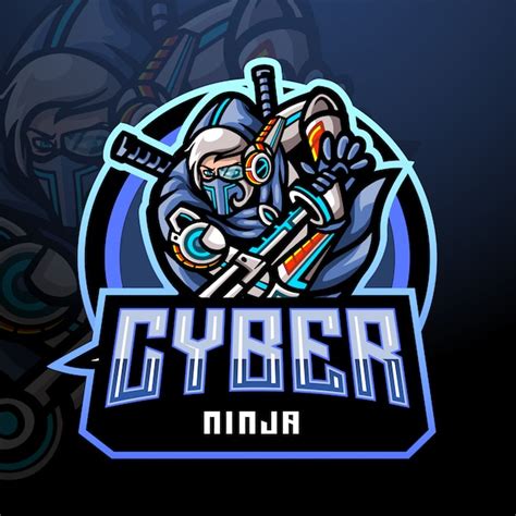 Cyber Ninja Esport Logo Diseño De La Mascota Vector Premium