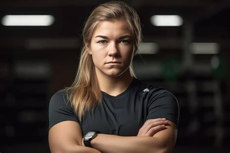 Premium Ai Image Cropped Portrait Of A Young Female Athlete Standing