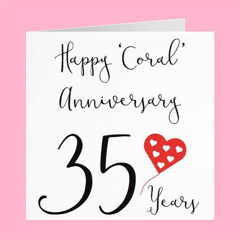 35th Wedding Anniversary Card Happy Coral Etsy