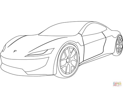 Tesla Car Coloring Page Tesla Roadster Coloring Page Free Printable