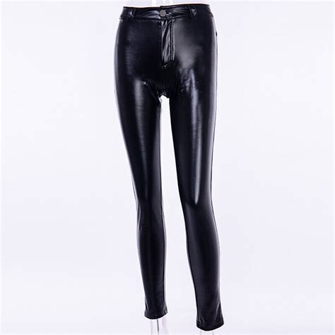 Womens Pu Leather Pants Elastic Sexy Push Up Leggings Biker Trousers Slim Black Ebay