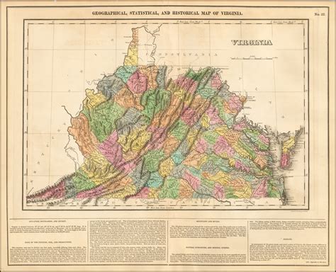 Geographical Statistical And Historical Map Of Virginia 20 Inch By 30