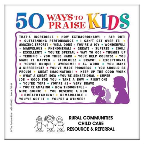 50 Ways To Praise Kids Magnet Personalization Available Positive