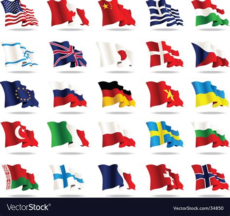 Set World Flags Royalty Free Vector Image Vectorstock