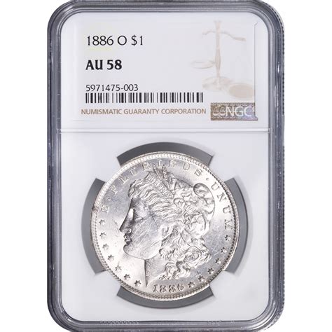 Certified Morgan Silver Dollar 1886 O Au58 Ngc Golden Eagle Coins