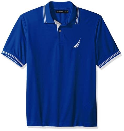 Nautica Mens Performance Wicking And Stain Resistant Solid Polo Shirt