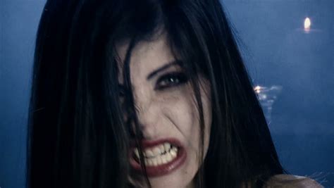 Beautiful Angry Sensual Female Vampire Medium Shot Slow Motion Stock