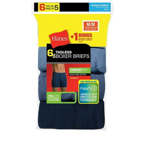 Hanes Hanes Mens Tagless® Boxer Brief With Comfortsoft® Waistband 6 Pack Includes 1 Free