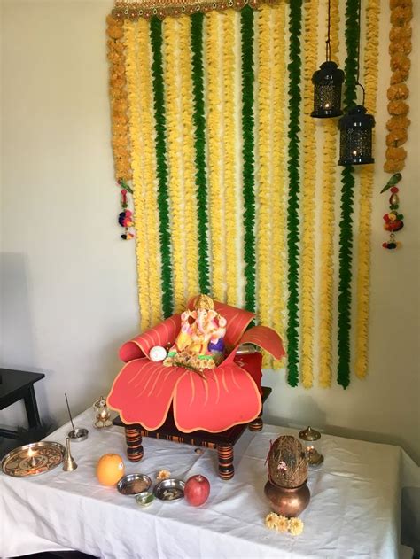Ganesh Chaturthi Decoration Ganpati Decoration Design Decoration For Ganpati Goddess Decor