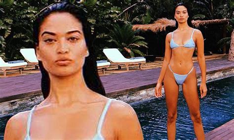 Shanina Shaik Flaunts Her Flawless Figure In A Barely There Bikini Daily Mail Online