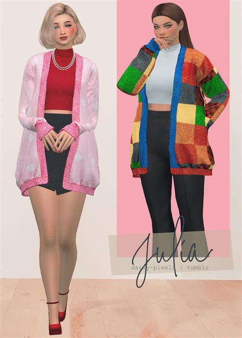 The Sims 4 Julia Cardigan At Daisy Pixels Best Sims Mods