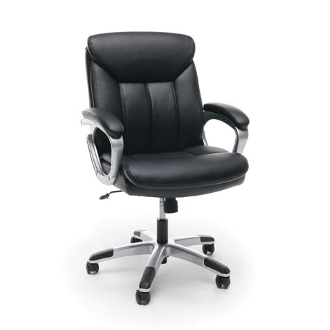 Ofm Essentials Black Leather Office Chair With Lumbar Black Ebay