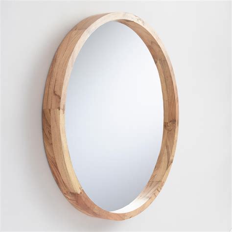Round Natural Acacia Wood Wall Mirror In 2022 Round Wood Mirror Wood