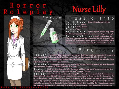 Nurse Lilly Horror Roleplay Oc Sheet By Twistedwytch On Deviantart