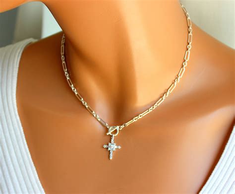 Best Seller Sterling Silver Cross Choker Necklace Women 925 Etsy Cross Choker Cross Choker