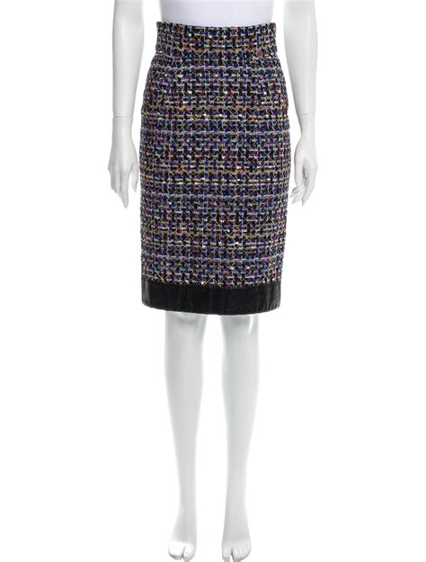 Chanel Tweed Pattern Knee Length Skirt Clothing Cha457982 The