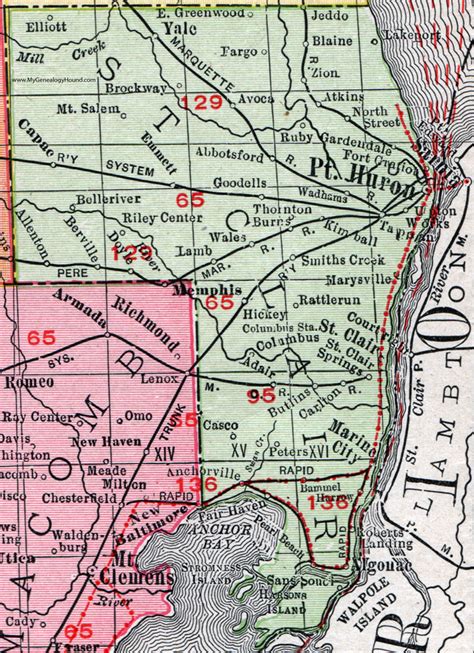 St Clair County Michigan 1911 Map Rand Mcnally Port